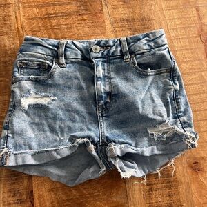 American Eagle Outfitters Light Blue Distressed Jean Shorts
